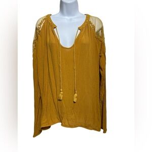 Shyanne Mustard Yellow Blouse with Embroidered Details